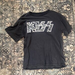 Kiss Black Tee with White Zebra Logo